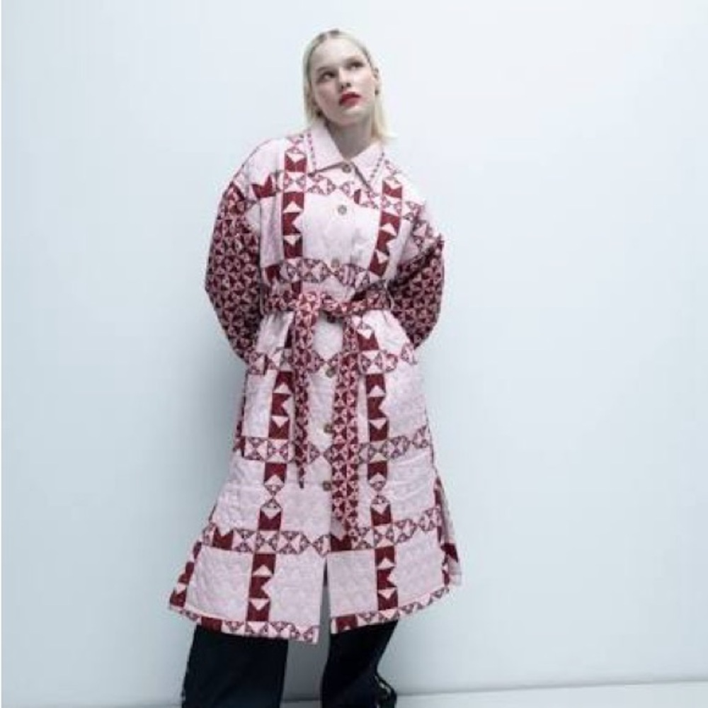 Damson Madder Pink & Burgundy Quilted Coat